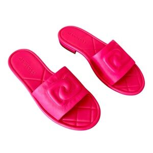 Aerosoles Jilda quilted slide sandals neon pink leather size 9